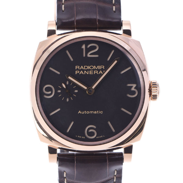 OFFICINE PANERAI Officine Panerai Radio Meal 940 3 Days Olorosso Back Skeeping PAM00573 Men's RG/Leather Watch Automatic Wrap Black Final A Rank Used Ginzo