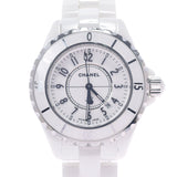 CHANEL Chanel J12 33mm H0968 Boys White Ceramic/SS Watch Quartz White Dial A Rank Used Ginzo