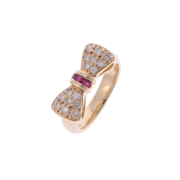 Nina Ricci Ninarich Ribbon图案4.5女士K18YG/RUBY/DIAMOND RING/RING A RANK二手Ginzo