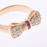 Nina Ricci Ninarich Ribbon图案4.5女士K18YG/RUBY/DIAMOND RING/RING A RANK二手Ginzo