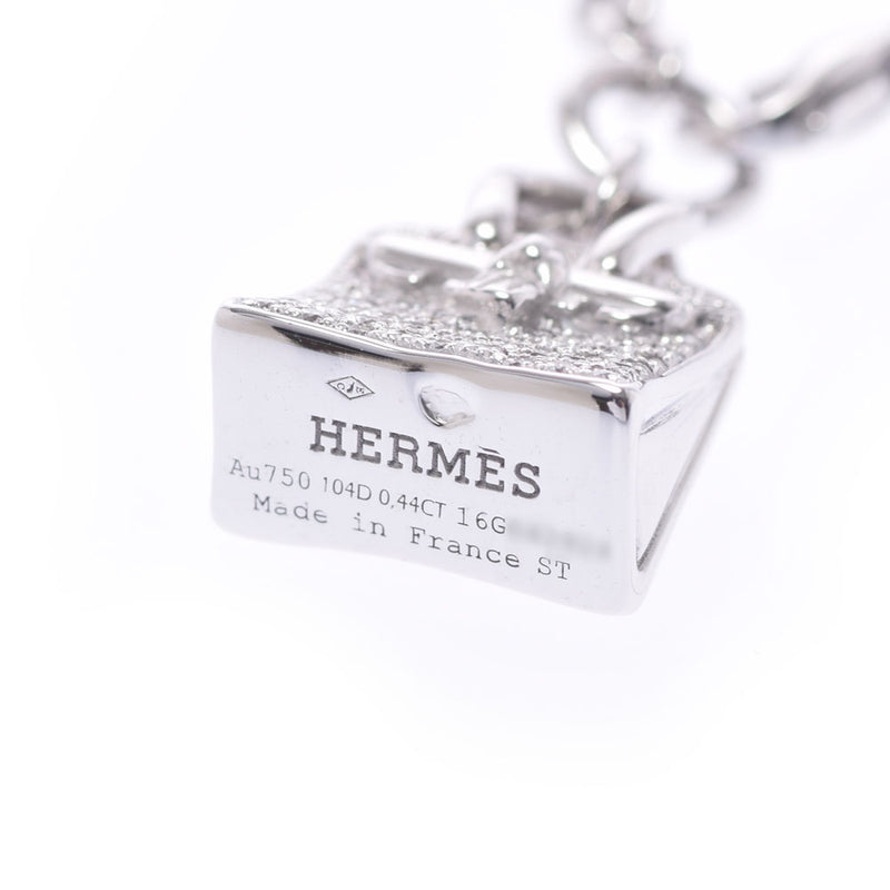 HERMES エルメス アミュレットバーキン 17cm ダイヤ0.44ct シルバー シルバー金具 ユニセックス K18WG ブレスレット Aランク 中古 銀蔵