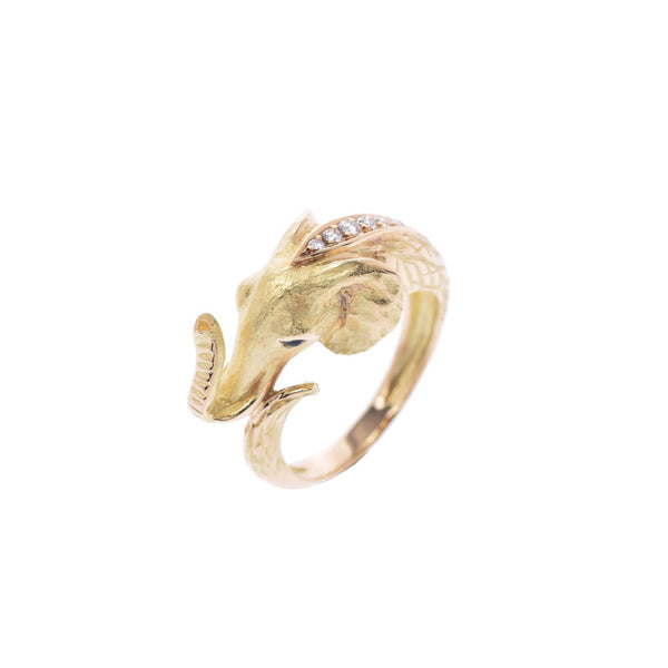 Other jumpierebellan elephant motifuro onyx/diamond 0.12ct Gold No. 13 Ladies K18YG Ring/Ring A Rank Used Ginzo