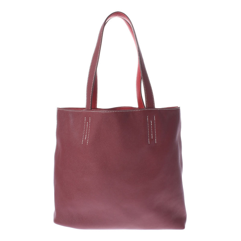 HERMES Hermes Dubble Sense 28 Reversible Tote Rouge Rouge Rouge/Rouge Viff □ P -engraved (around 2012) Unisex Vo Sickim Handbag B Rank used Ginzo