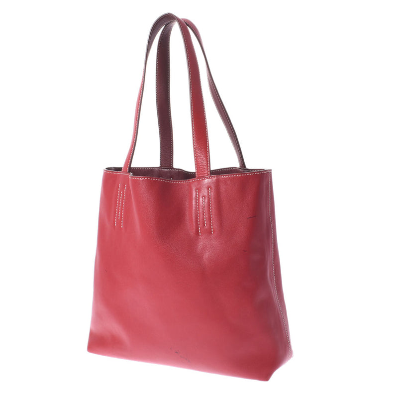 HERMES Hermes Dubble Sense 28 Reversible Tote Rouge Rouge Rouge/Rouge Viff □ P -engraved (around 2012) Unisex Vo Sickim Handbag B Rank used Ginzo