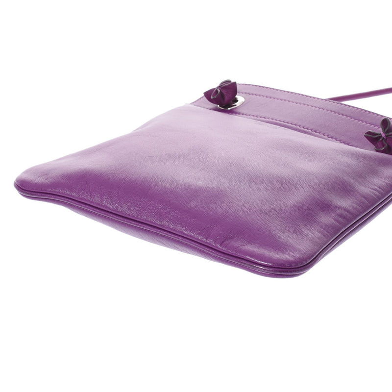 HERMES Hermes Aline Anemone Silver metal D -engraved (around 2019) Unisex Swift Shoulder Bag AB Rank Used Ginzo