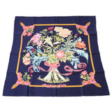 HERMES Hermes Care 90 REGINA/Queen Navy Ladies Silk 100 % Scarf New Used Ginzo