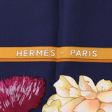 HERMES Hermes Care 90 REGINA/Queen Navy Ladies Silk 100 % Scarf New Used Ginzo