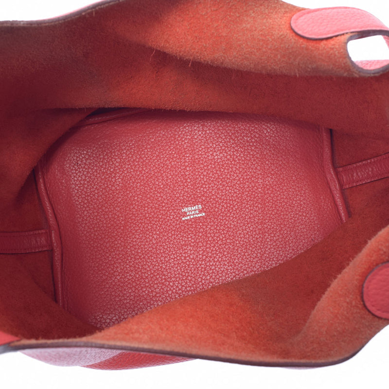 HERMES エルメス ピコタンロック MM ブーゲンビリア(赤系） シルバー金具 □N刻印(2010年頃) レディース トリヨンクレマンス ハンドバッグ Bランク 中古 銀蔵