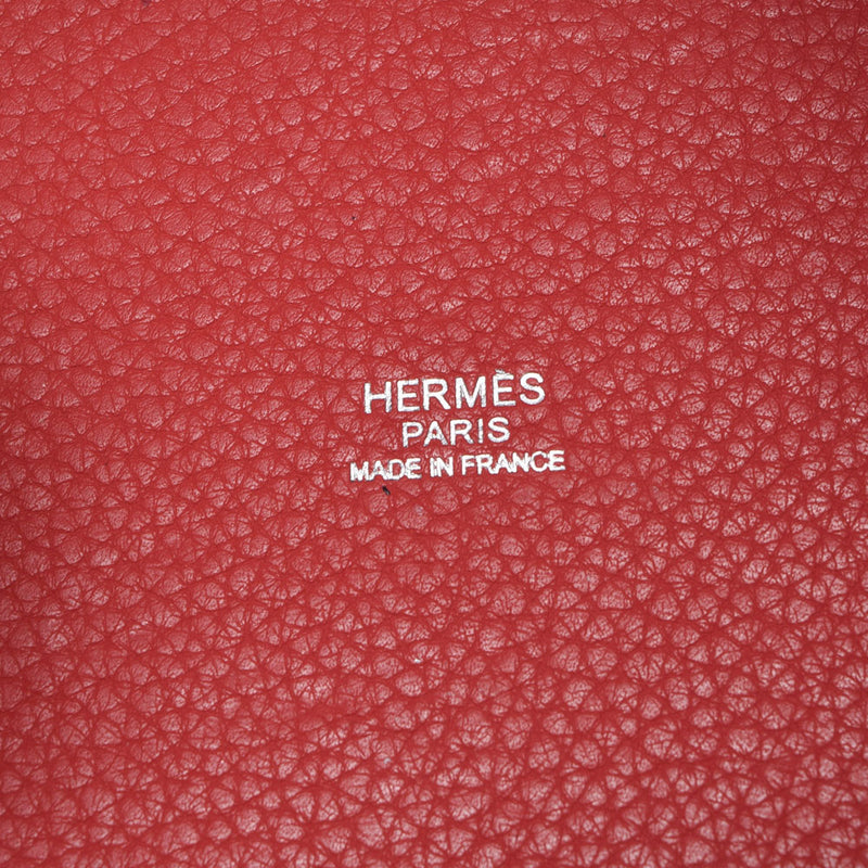 HERMES エルメス ピコタンロック MM ブーゲンビリア(赤系） シルバー金具 □N刻印(2010年頃) レディース トリヨンクレマンス ハンドバッグ Bランク 中古 銀蔵