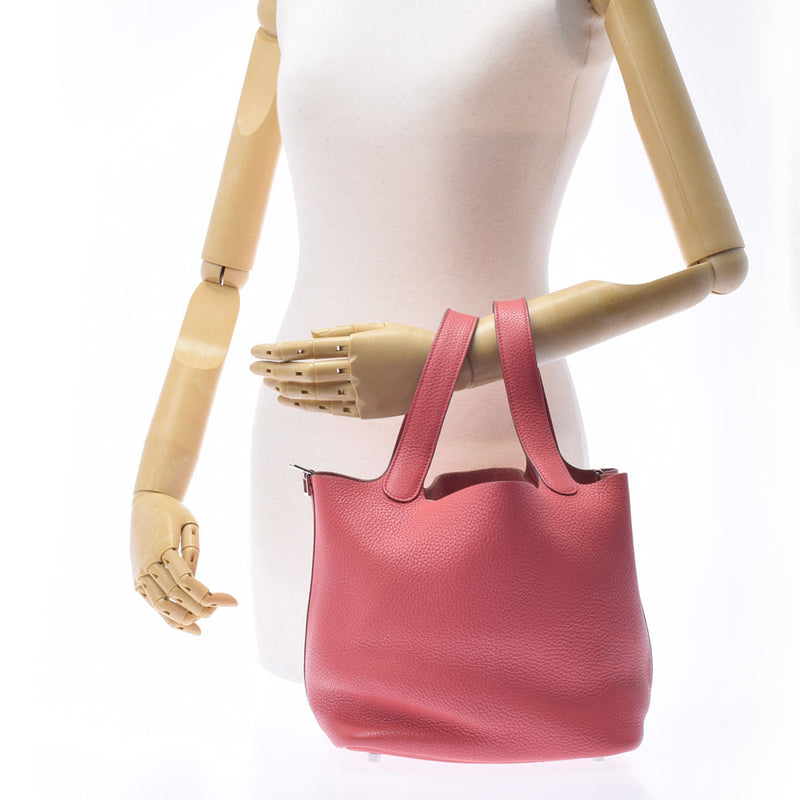 HERMES エルメス ピコタンロック MM ブーゲンビリア(赤系） シルバー金具 □N刻印(2010年頃) レディース トリヨンクレマンス ハンドバッグ Bランク 中古 銀蔵