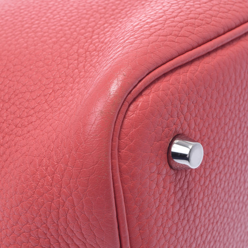 HERMES エルメス ピコタンロック MM ブーゲンビリア(赤系） シルバー金具 □N刻印(2010年頃) レディース トリヨンクレマンス ハンドバッグ Bランク 中古 銀蔵