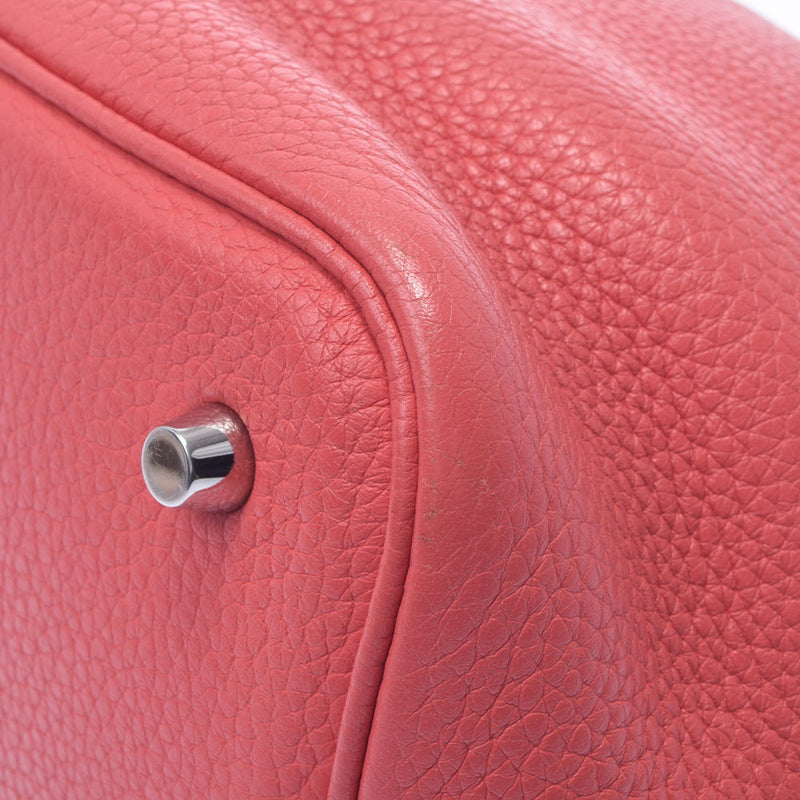 HERMES エルメス ピコタンロック MM ブーゲンビリア(赤系） シルバー金具 □N刻印(2010年頃) レディース トリヨンクレマンス ハンドバッグ Bランク 中古 銀蔵