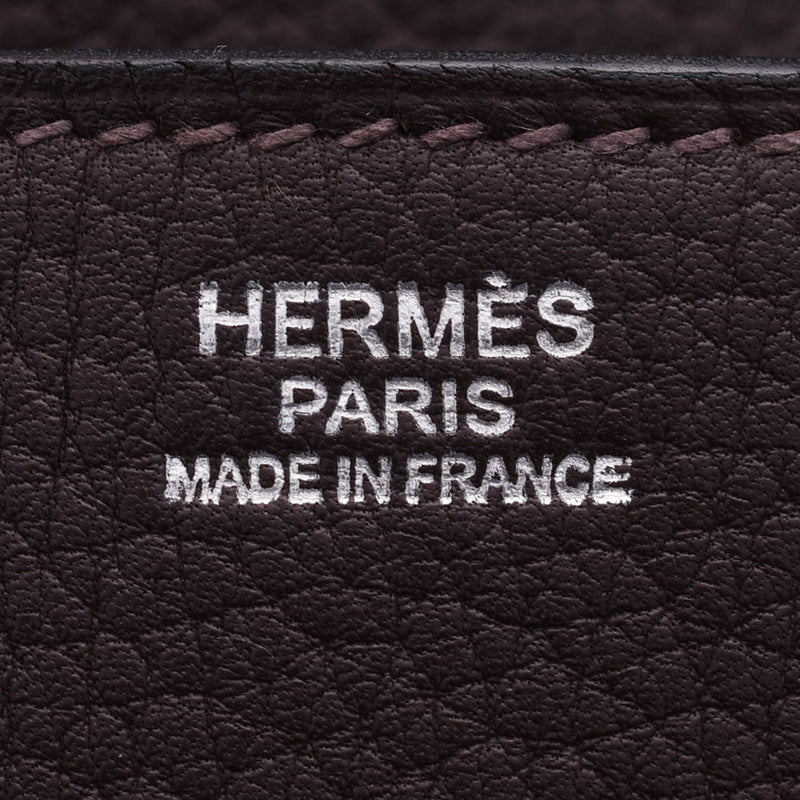HERMES Hermes Etriviere Brief Case Dark Brown Silver Bracket □ Q -engraved (around 2013) Men's Fjord Business Bag B Rank Used Ginzo