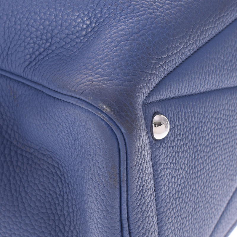 HERMES Hermes Victoria 35 Blue Blue Brightton Silver Bracket C engraved (around 2018) Unisex Toryon Lemance Handbag B Rank used Ginzo