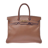 HERMES エルメス バーキン 35 ゴールド ゴールド金具 ○X刻印(1994年頃) ユニセックス クシュベル ハンドバッグ Bランク 中古 銀蔵