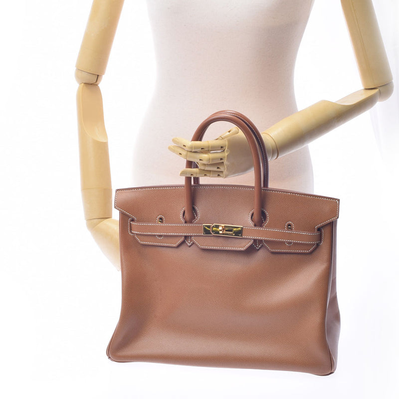 HERMES エルメス バーキン 35 ゴールド ゴールド金具 ○X刻印(1994年頃) ユニセックス クシュベル ハンドバッグ Bランク 中古 銀蔵