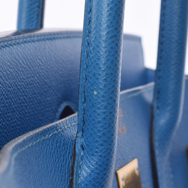 HERMES エルメス オータクロア 32 ブルーフランス ゴールド金具 □H刻印(2004年頃)  レディース クシュベル ハンドバッグ Bランク 中古 銀蔵