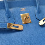 HERMES エルメス オータクロア 32 ブルーフランス ゴールド金具 □H刻印(2004年頃)  レディース クシュベル ハンドバッグ Bランク 中古 銀蔵