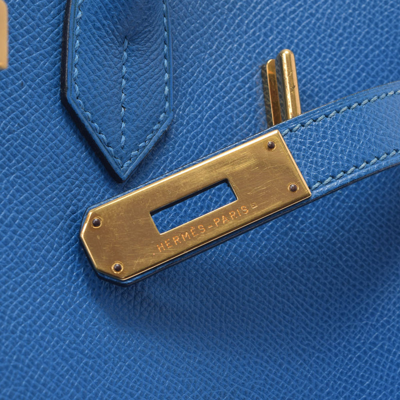 HERMES エルメス オータクロア 32 ブルーフランス ゴールド金具 □H刻印(2004年頃)  レディース クシュベル ハンドバッグ Bランク 中古 銀蔵