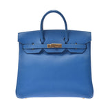 HERMES エルメス オータクロア 32 ブルーフランス ゴールド金具 □H刻印(2004年頃)  レディース クシュベル ハンドバッグ Bランク 中古 銀蔵