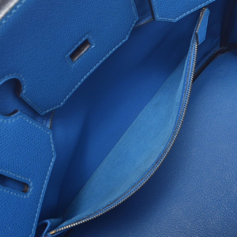 HERMES エルメス オータクロア 32 ブルーフランス ゴールド金具 □H刻印(2004年頃)  レディース クシュベル ハンドバッグ Bランク 中古 銀蔵