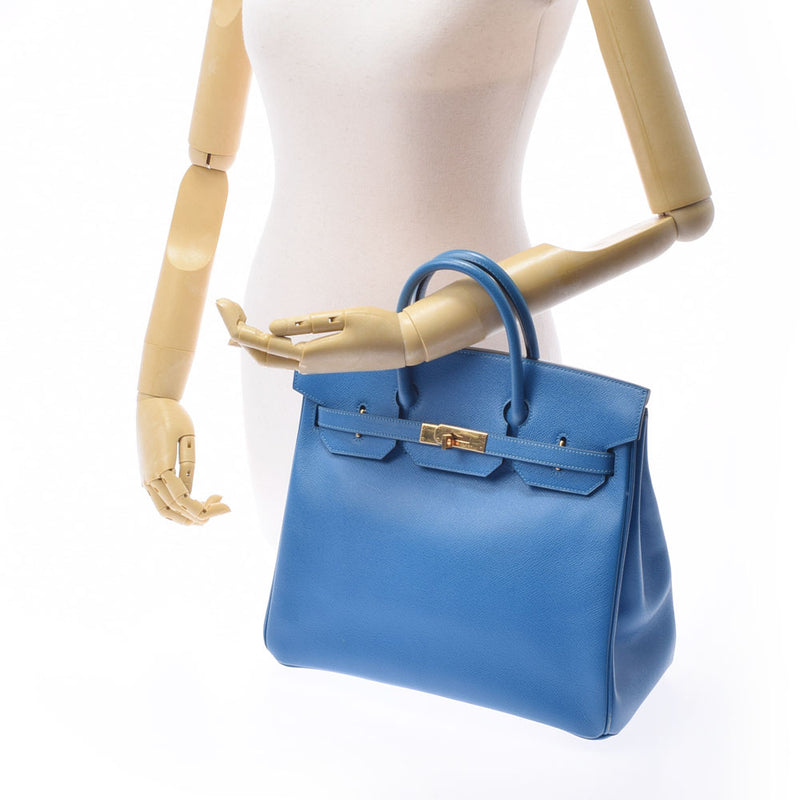HERMES エルメス オータクロア 32 ブルーフランス ゴールド金具 □H刻印(2004年頃)  レディース クシュベル ハンドバッグ Bランク 中古 銀蔵
