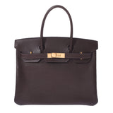 HERMES エルメス バーキン 30 茶 ゴールド金具 □K刻印(2007年頃) レディース ヴォーエプソン ハンドバッグ ABランク 中古 銀蔵
