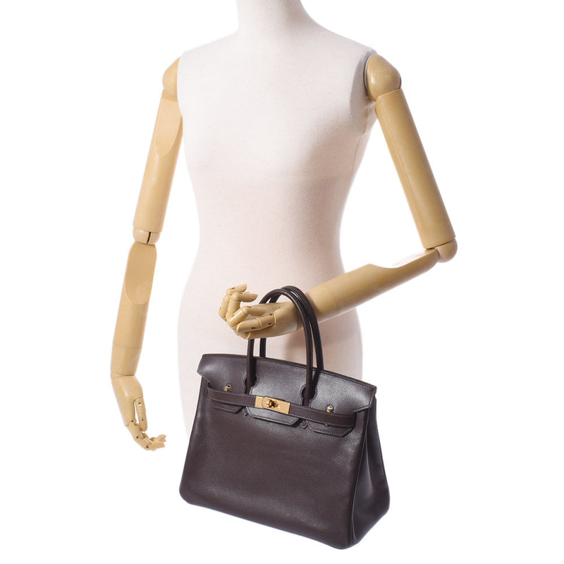 HERMES エルメス バーキン 30 茶 ゴールド金具 □K刻印(2007年頃) レディース ヴォーエプソン ハンドバッグ ABランク 中古 銀蔵