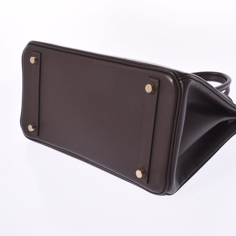 HERMES エルメス バーキン 30 茶 ゴールド金具 □K刻印(2007年頃) レディース ヴォーエプソン ハンドバッグ ABランク 中古 銀蔵