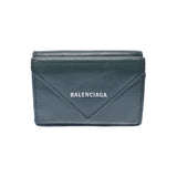 BALENCIAGA バレンシアガ ペーパーミニウォレット 緑 391446 レディース カーフ 三つ折り財布 Bランク 中古 銀蔵