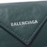 BALENCIAGA バレンシアガ ペーパーミニウォレット 緑 391446 レディース カーフ 三つ折り財布 Bランク 中古 銀蔵