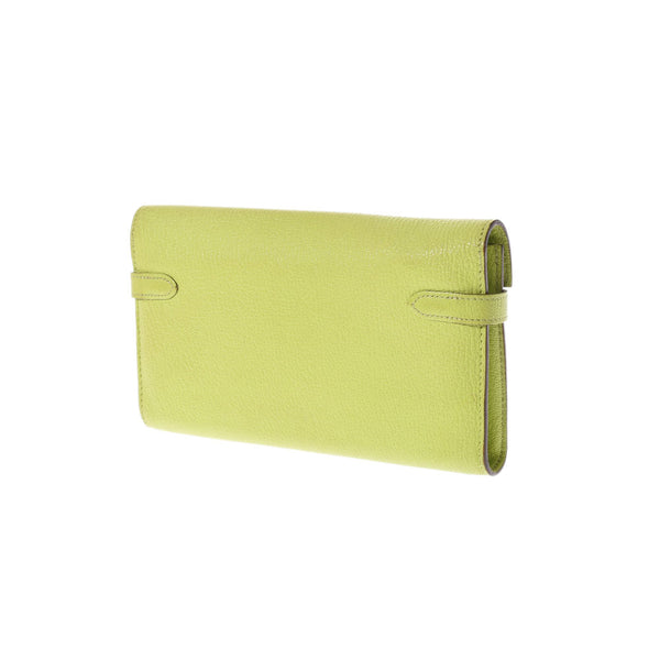 HERMES Hermes Hermes Cerry Wallet Lime Silver Bracket □ O Engraved (around 2011) Ladies Shable Long Wallet B Rank Used Ginzo