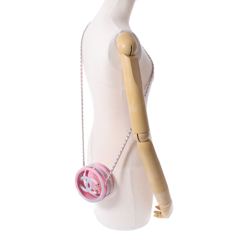 CHANEL Chanel CC Figuri Round Type Chain Shoulder Pink/Gradation Silver Bracket Ladies Vinyl Shoulder Bag A Rank Used Ginzo