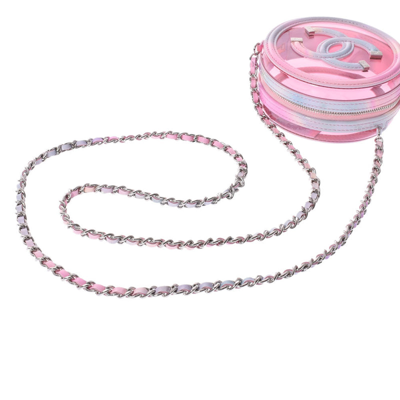 香奈儿香奈儿CC Figuri圆形链链肩粉红色/等级银支夫人乙烯基肩袋rank二手ginzo