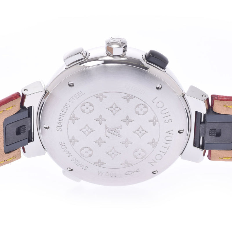 LOUIS VUITTON Louis Vuitton Tambul Regatta Chronograph LV Cup Q102D Men's SS/Leather Watch Quartz Blue Dial A Rank used Ginzo