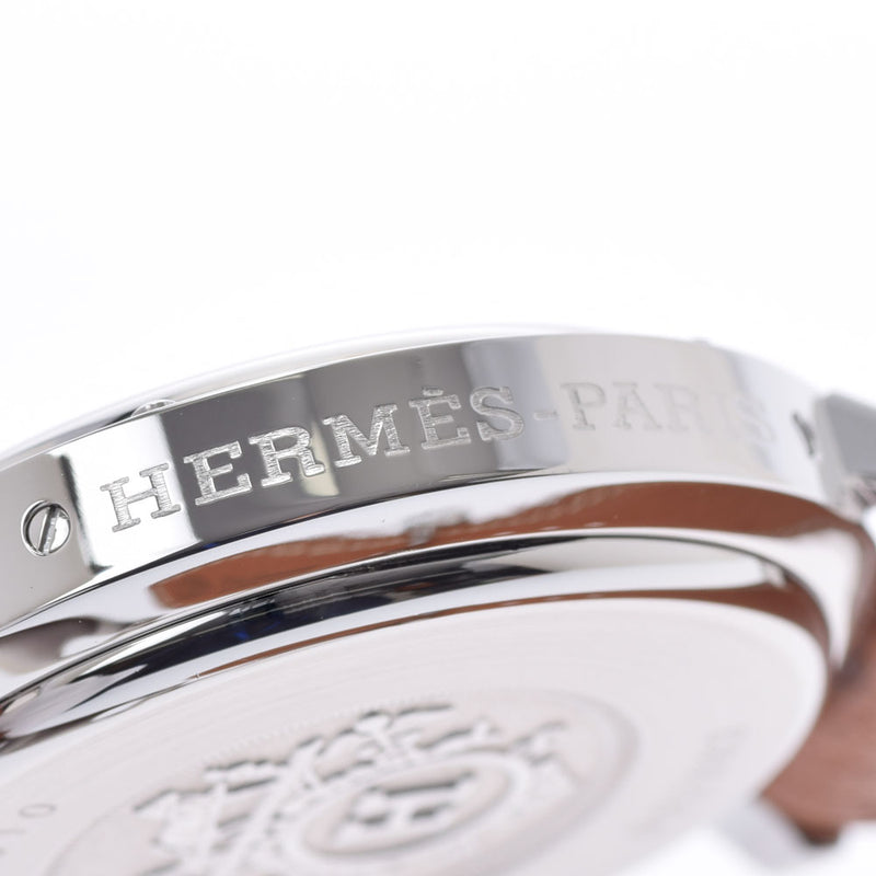 HERMES HERMES CLIPPER CHRONO CL1.910男士SS/Leather Watch Quartz White Dial A RANS使用Ginzo