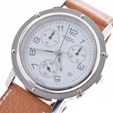 HERMES Hermes Clipper Chrono CL1.910 Men's SS/Leather Watch Quartz White Dial A Rank used Ginzo