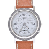 HERMES HERMES CLIPPER CHRONO CL1.910男士SS/Leather Watch Quartz White Dial A RANS使用Ginzo