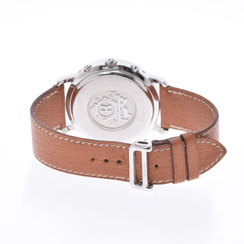 HERMES HERMES CLIPPER CHRONO CL1.910男士SS/Leather Watch Quartz White Dial A RANS使用Ginzo