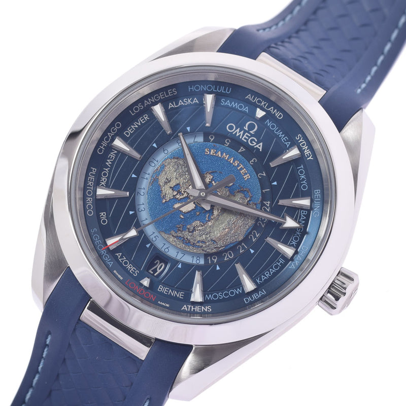 OMEGA Omega Sea Master Aqua Terra GMT 220.12.43.22.03.001 Men's SS/Rubber Watch Automatic Blue Dial A Rank used Ginzo