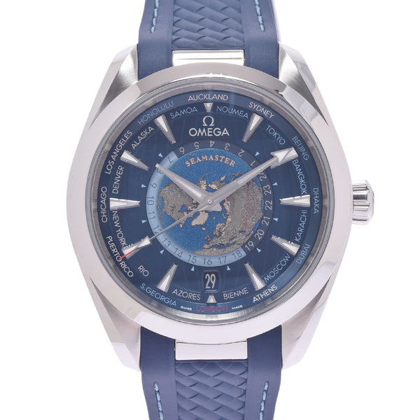 OMEGA Omega Sea Master Aqua Terra GMT 220.12.43.22.03.001 Men's SS/Rubber Watch Automatic Blue Dial A Rank used Ginzo