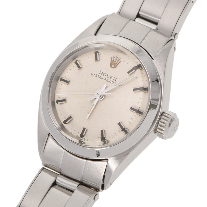 ROLEX Rolex Oyster Purpetual Antique 6618 Ladies SS Watch Automatic Silver Dial AB Rank used Ginzo