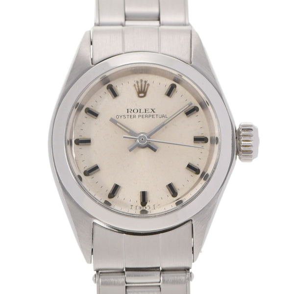 ROLEX Rolex Oyster Purpetual Antique 6618 Ladies SS Watch Automatic Silver Dial AB Rank used Ginzo