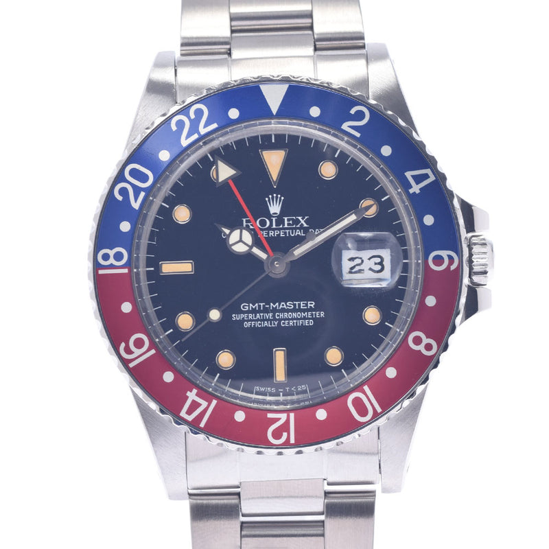 ROLEX Rolex GMT Master Red Blue Besel Tritium 16750 Men's SS Watch Automatic Black Dial AB Rank Used Ginzo