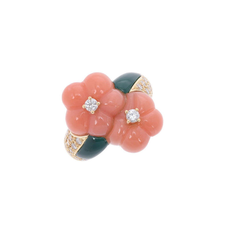 Other coral Calcedony diamond 0.44ct Gold/Pink 12 Ladies K18YG Ring/Ring A Rank Used Ginzo