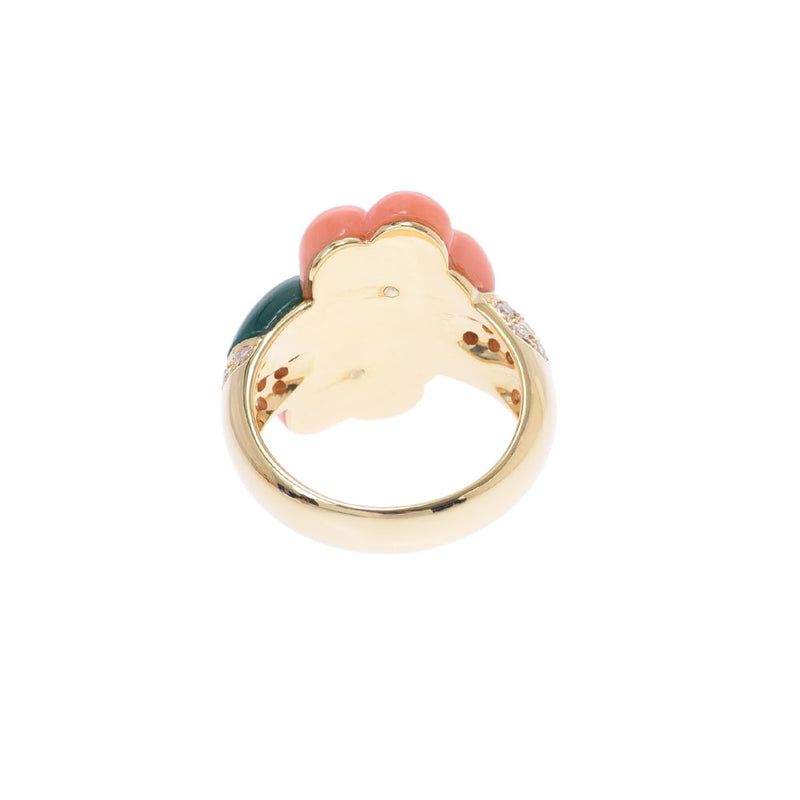 Other coral Calcedony diamond 0.44ct Gold/Pink 12 Ladies K18YG Ring/Ring A Rank Used Ginzo