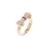 NINA RICCI Ninarich Ribbon Motif Diamond 0.21ct 11 Ladies K18YG/Ruby Ring/Ring A Rank Used Ginzo