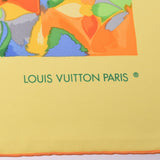 路易威顿路易·维顿（Louis Vuitton）护理90 lv徽标会标花黄色/橙色女士丝绸100％围巾