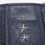 JIMMY CHOO ジミーチュウ サシャ S トートバッグ スタースタッズ 紺/黒 レディース レザー ハンドバッグ ABランク 中古 銀蔵