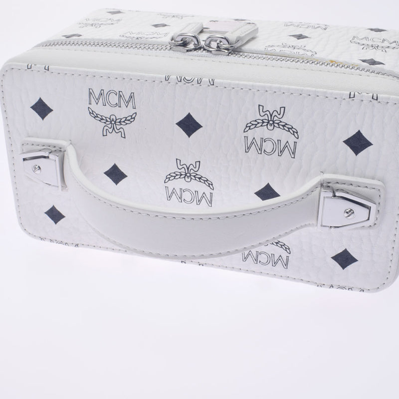 MCM MSI EM Vanity Bag White Ladies皮革2way Bag A等级使用Ginzo